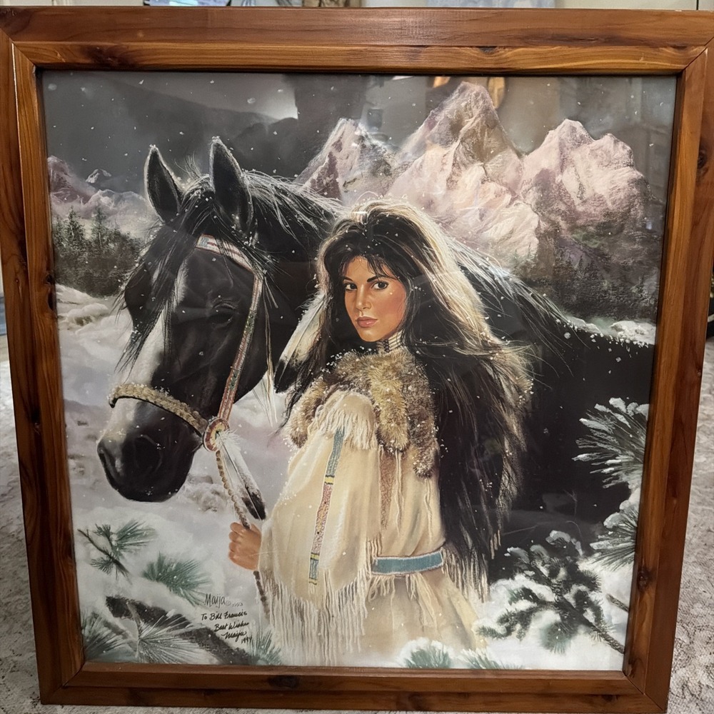 Large Maija "Evening Snow"  Color Print - Signed And Framed 23x24 Framed 28x29
